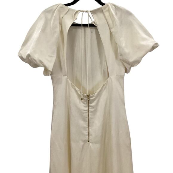 Rebecca Vallance Aimee Open Back Sateen Midi Dress In Ivory Size 8 - Picture 13 of 16